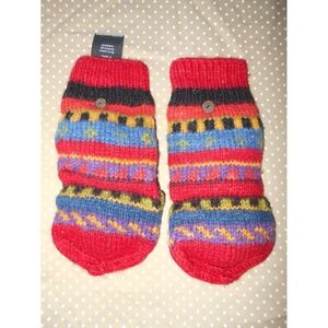 Icelandic Design Newari Hand Knit In Nepal 100% Wool Nordic Mittens Flip Gloves